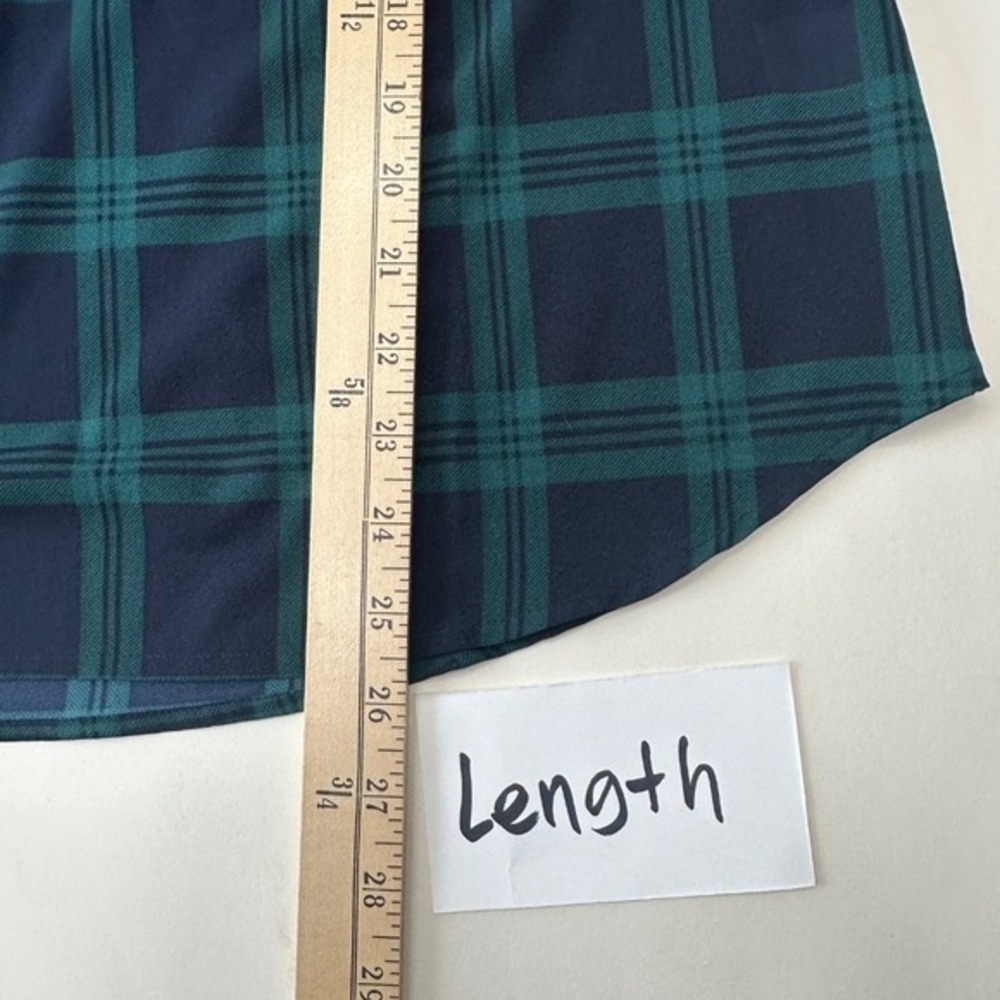 J.Crew Plaid Blouse Bell Sleeve Top V-Neck Career Casual Green Blue Women Medium - Picture 8 of 9